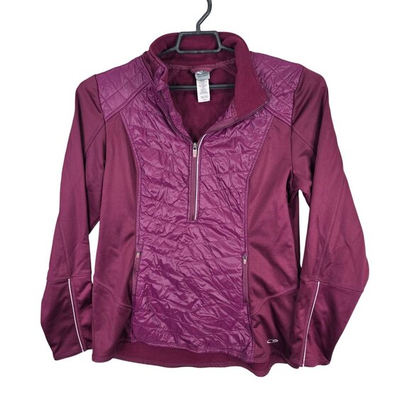 Womens Champion Burgundy Duo Dry 1/2 Zip Pullover Quilted Jacket Polyester XL - Picture 1 of 8